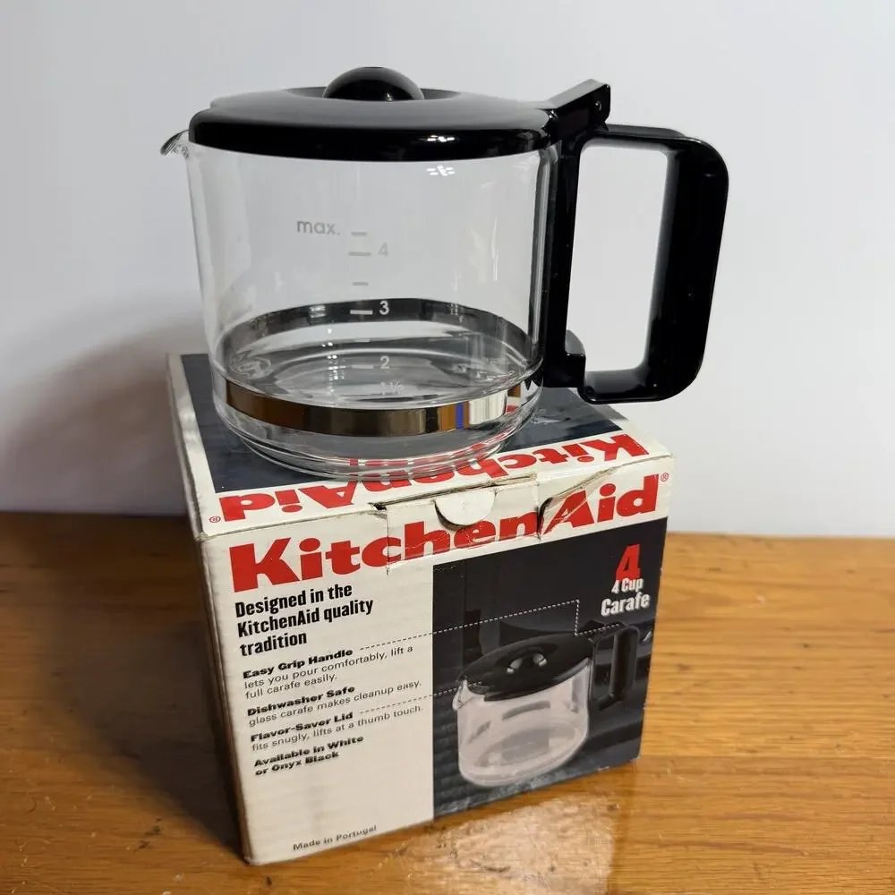 KITCHENAID 4 CUP CARAFE REPLACEMENT GLASS COFFEE POT W/ LID BLACK KCM04CBL * NEW